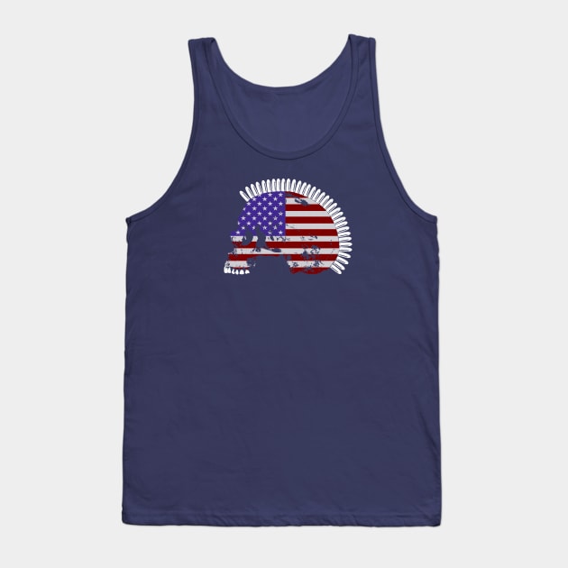 Skull with Bullet Mohawk in American Flag Pattern. Tank Top by RawSunArt